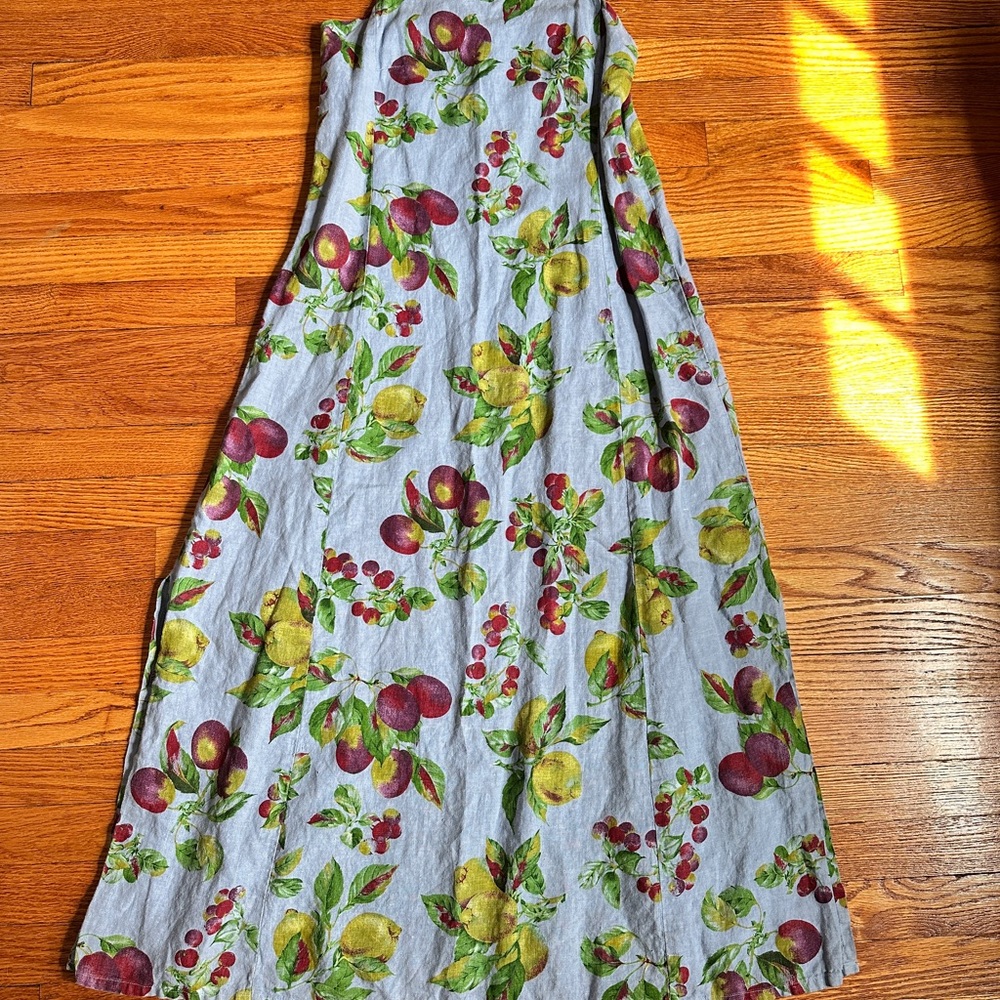 Vintage Tom Tom linen Fruit Pattern Maxi Dress